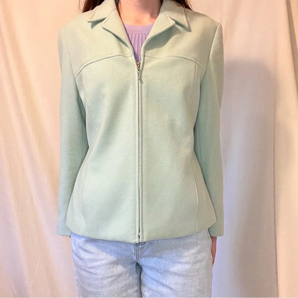 Mint Green Wool/Cashmere  Blend Coat - Picture 1 of 4